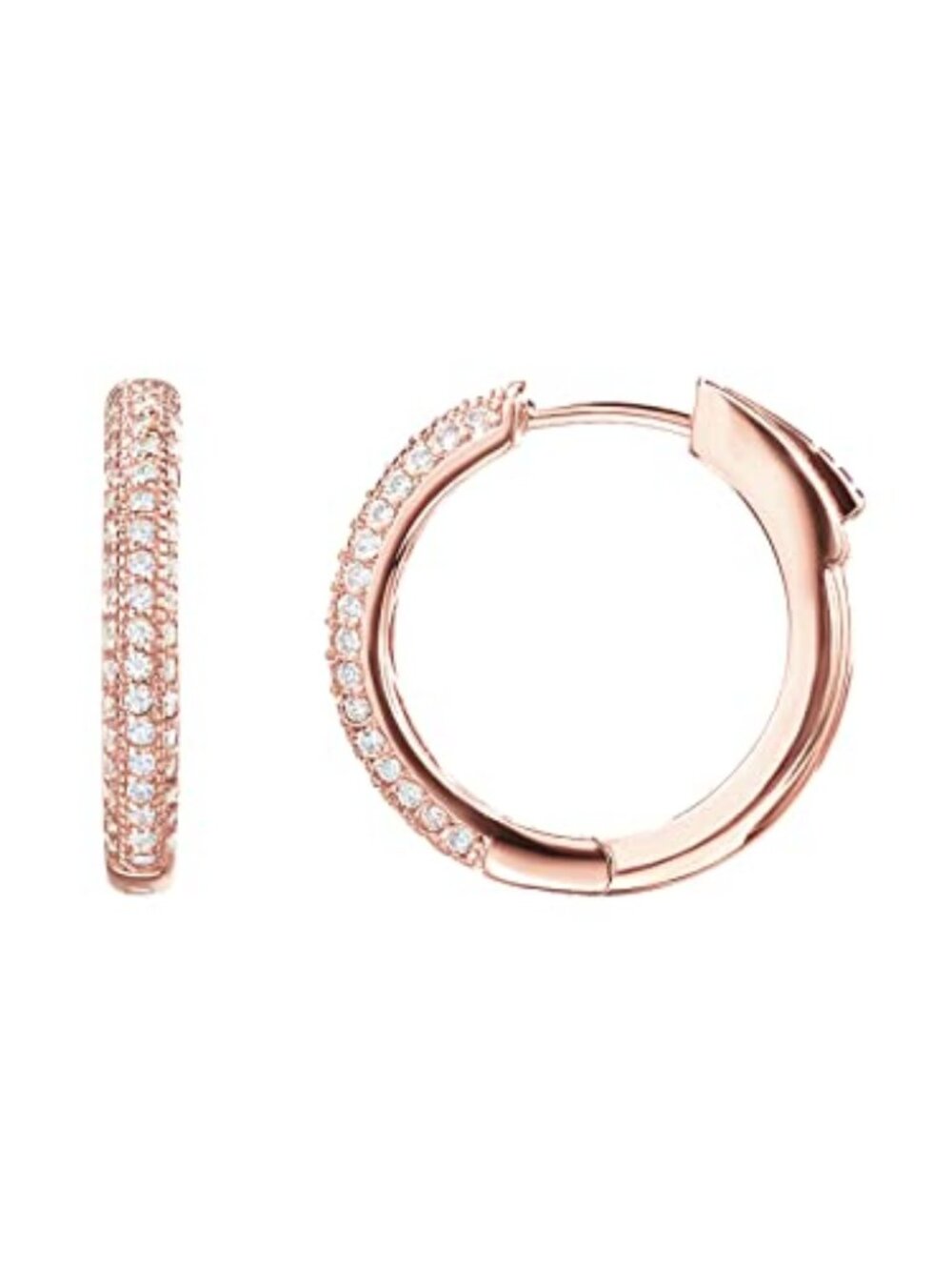 New - 14K Gold Plated 925 Sterling‎ Silver Posts Cubic Zirconia Hoop Earrings